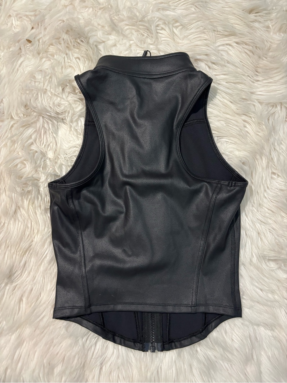 Firm abs new nwt biker Faux Leather Moto Vest - Black zip up goth cyber punk - Picture 7 of 7